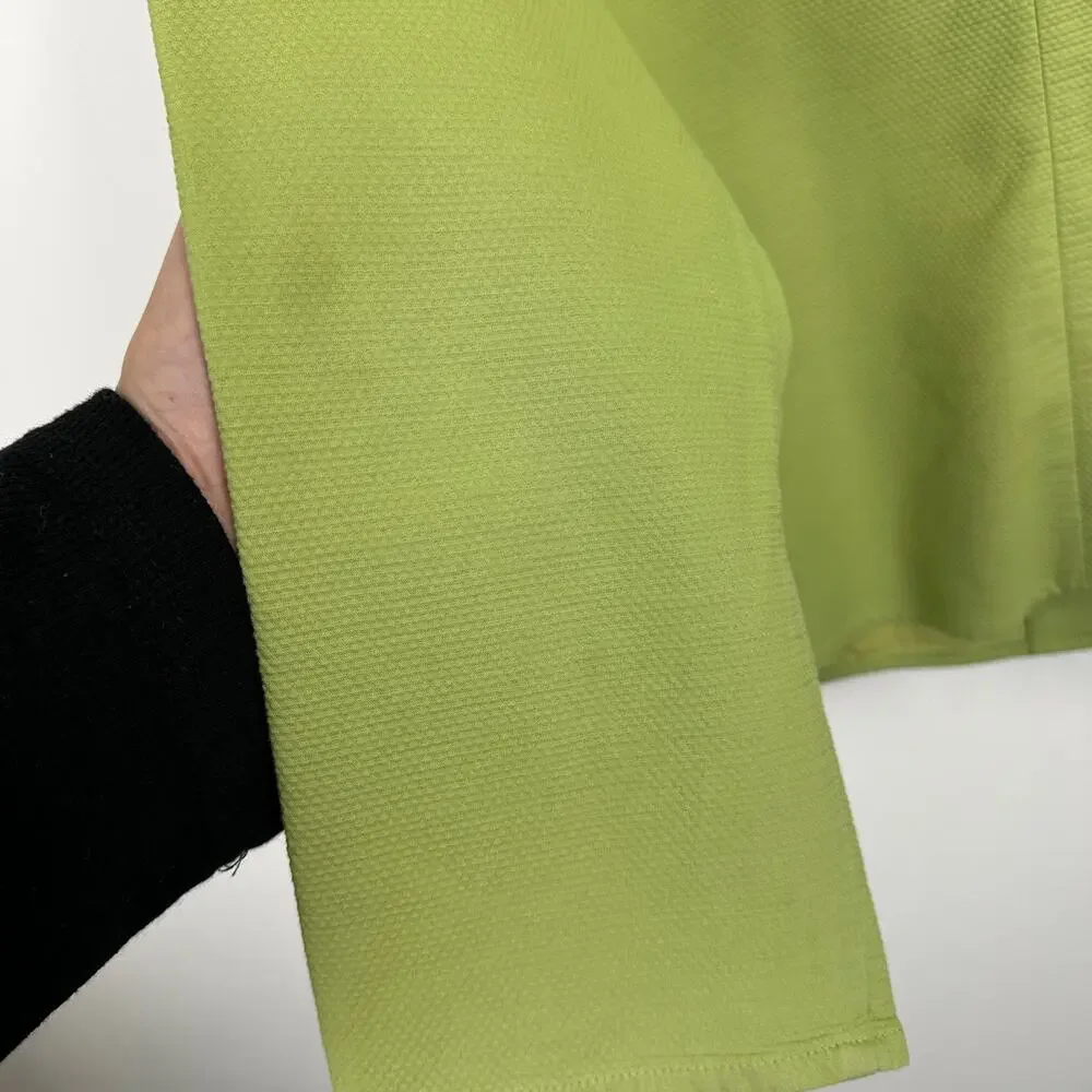 Eileen Fisher Jacket Womens Large Textured Zip Front Lightweight Lime Green